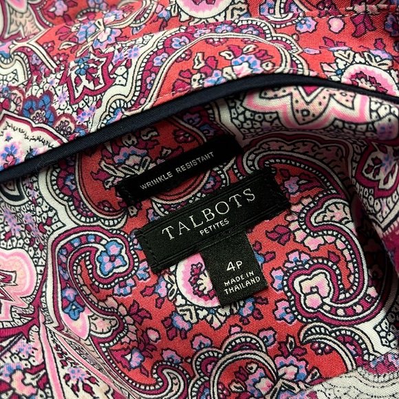 Talbots Pink & Purple Printed Wrinkle Resistant Button Down Shirt - Picture 15 of 16